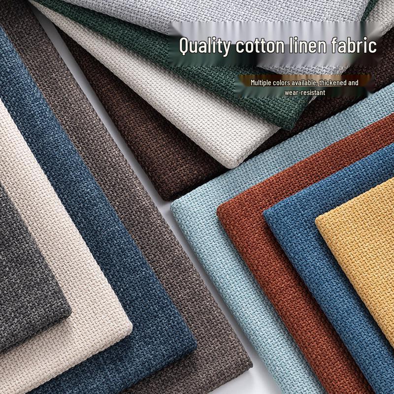 Thick Linen Cotton Coarse Weave Fabric for Sofa Cushions, Seats, and Soft Packs In Plain Colors
