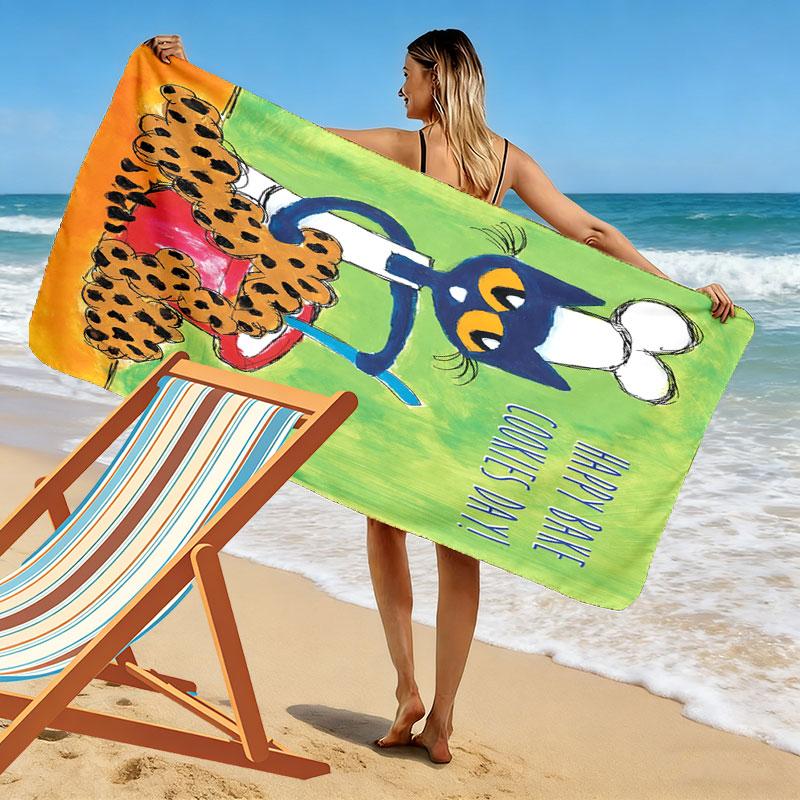 Pete Cat Dream  Print Beach Towel, Large Soft Quick Dry Towel for Beach Camping Swimming