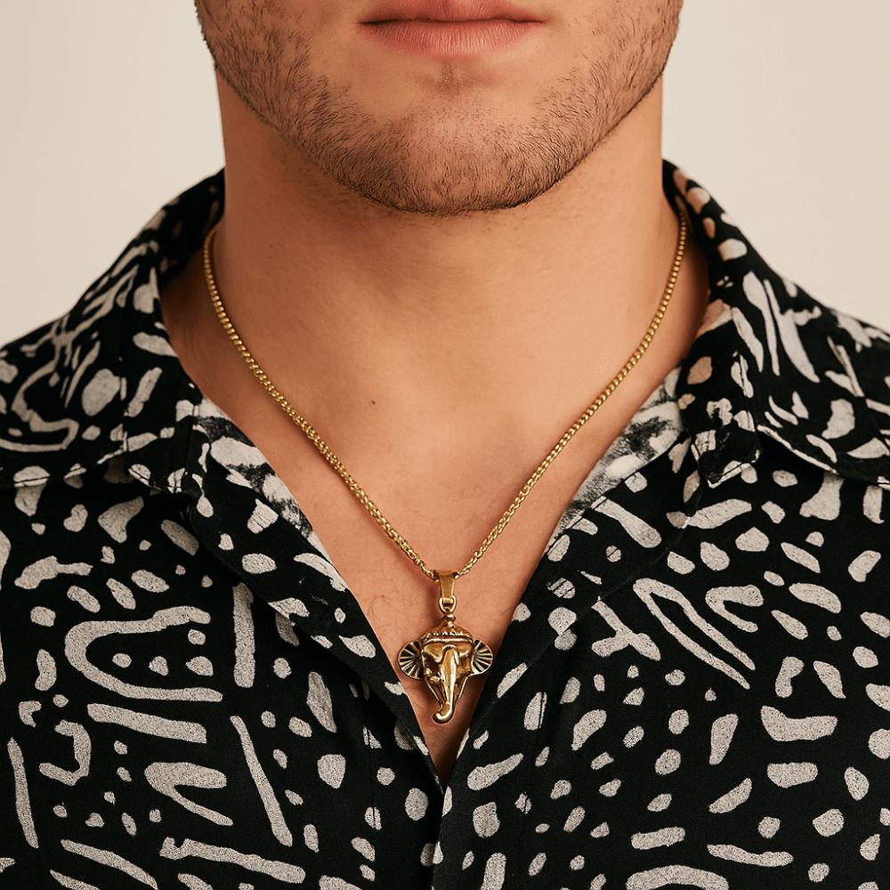 Rock Punk Elephant Necklace Elephant Head Sweater Necklace Pendant with Chain  Daily Wear