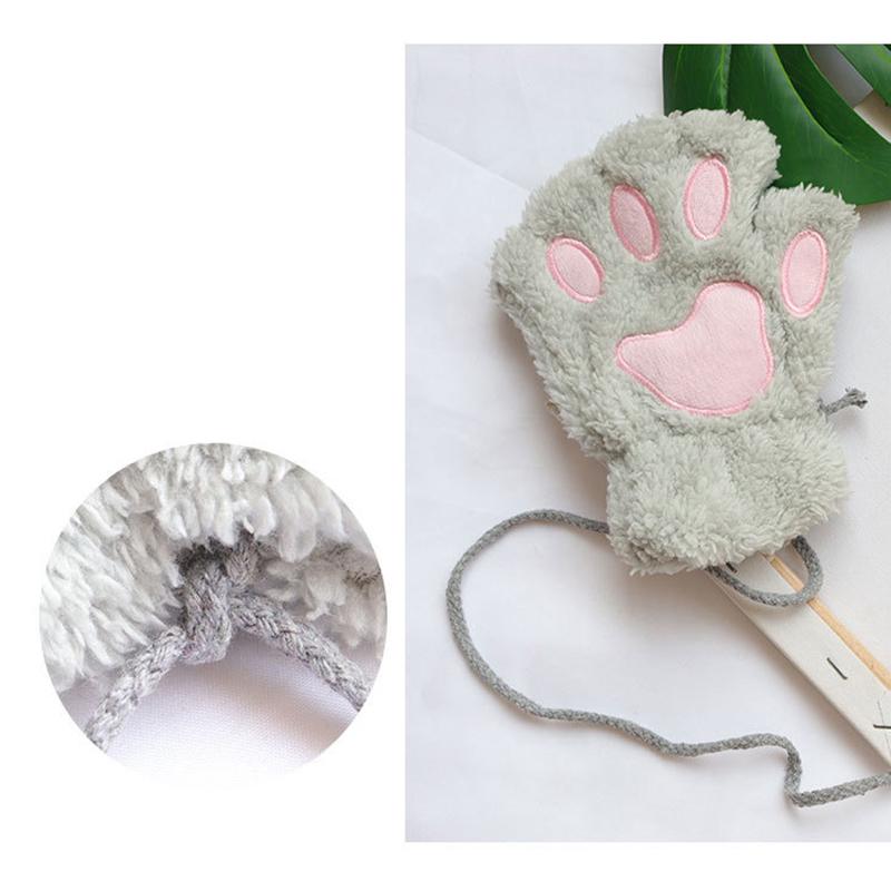 Schöne Plüschhandschuhe mit Katzenkrallen und Pfoten, Plüschfäustlinge, warm, weich, kurze, fingerlose, flauschige Bärenhandschuhe, Kostüm, Halbfingerhandschuhe