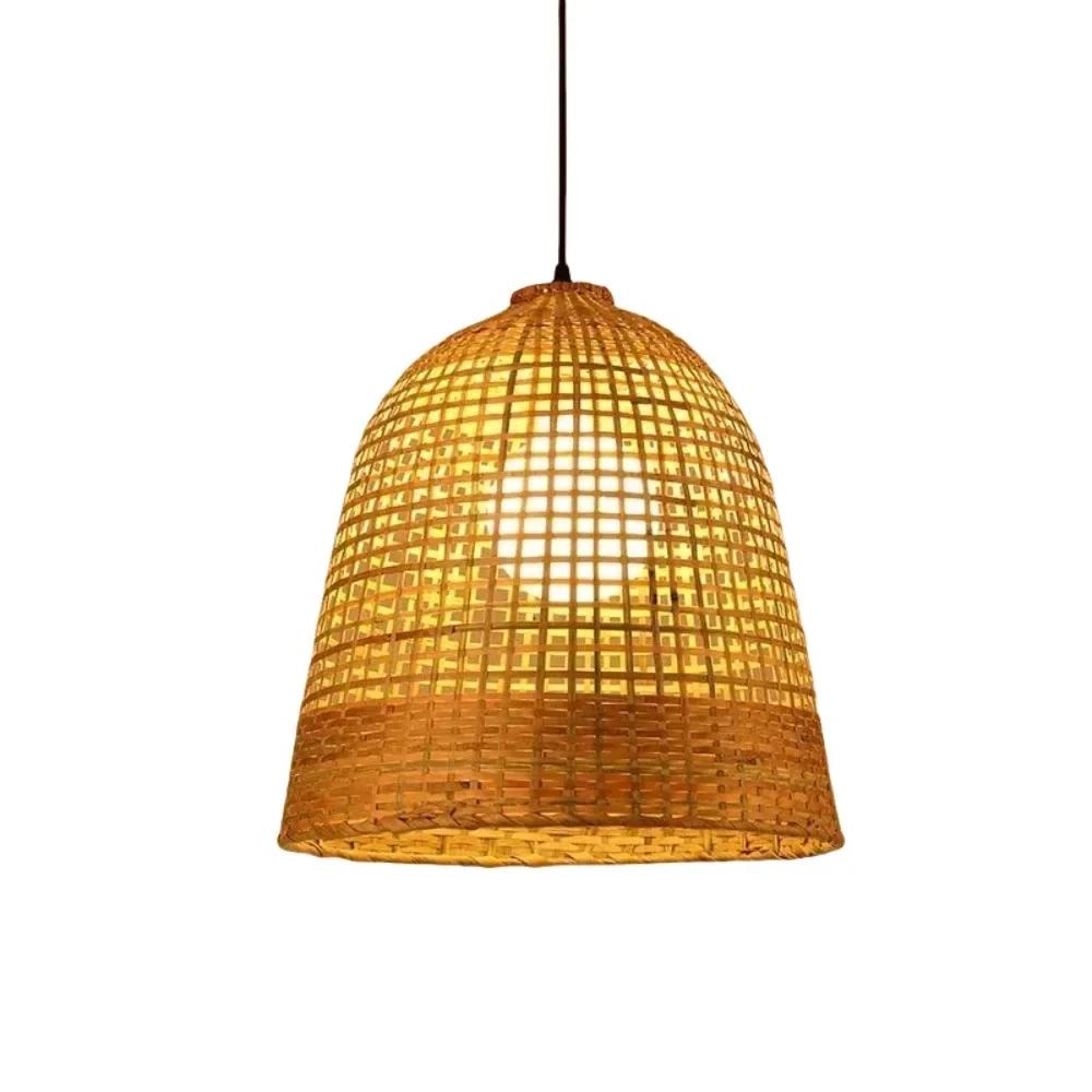 JOYINLED 40CM Bamboo Pendant Lamp Living Room Handwoven Bamboo Chandelier E27 Japanese Style Pendant with Rattan Lamp Shade