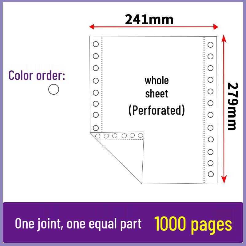Three-part, two-fold pin-feed paper; two-part, three-fold accounting voucher paper; three-part, four-part printer form.