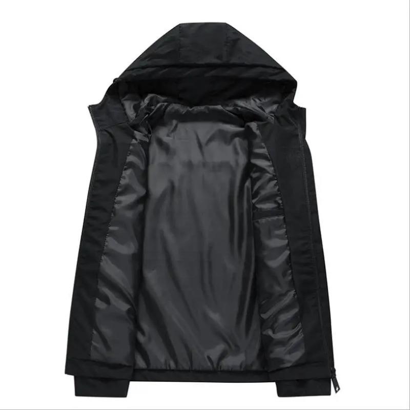 2025Spring and autumn street trend men's hooded coat, fashion outdoor hiking jogging zipper loose large size men's casual jacket