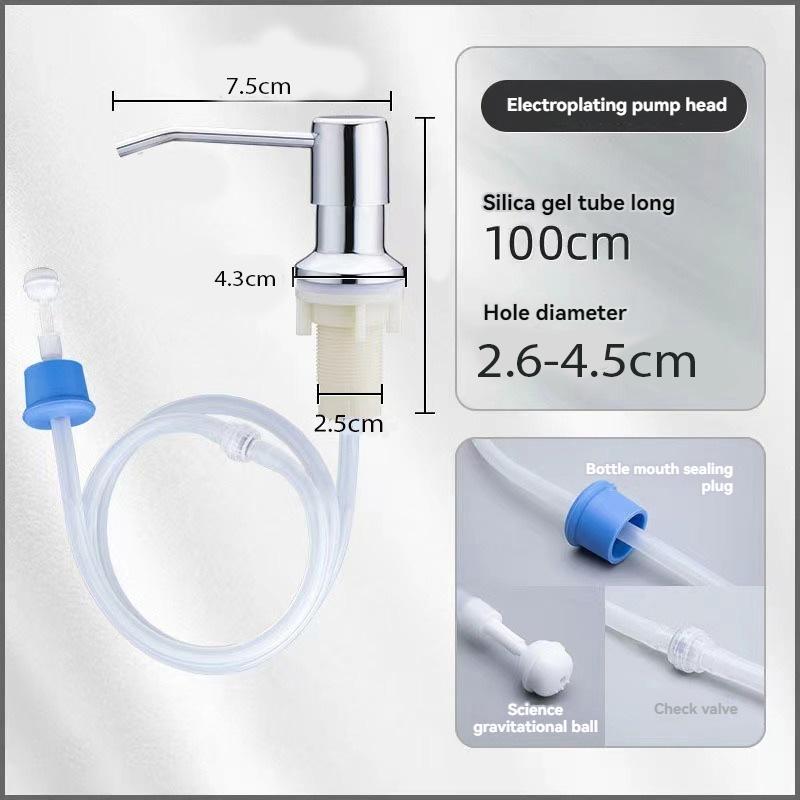 Kitchen Sink Countertop Press Pump Apparatus 350 Ml Stainless Steel Reusable Pump Head Extension Tube Liquid Bottle Sink Pump