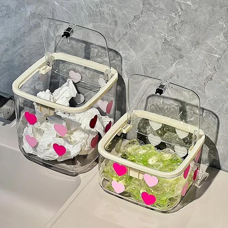 1pc Love Transparent Hair Accessory Storage Box, for Scrunchies, Headbands, Barrettes, Clips, and Jewelry Organizer