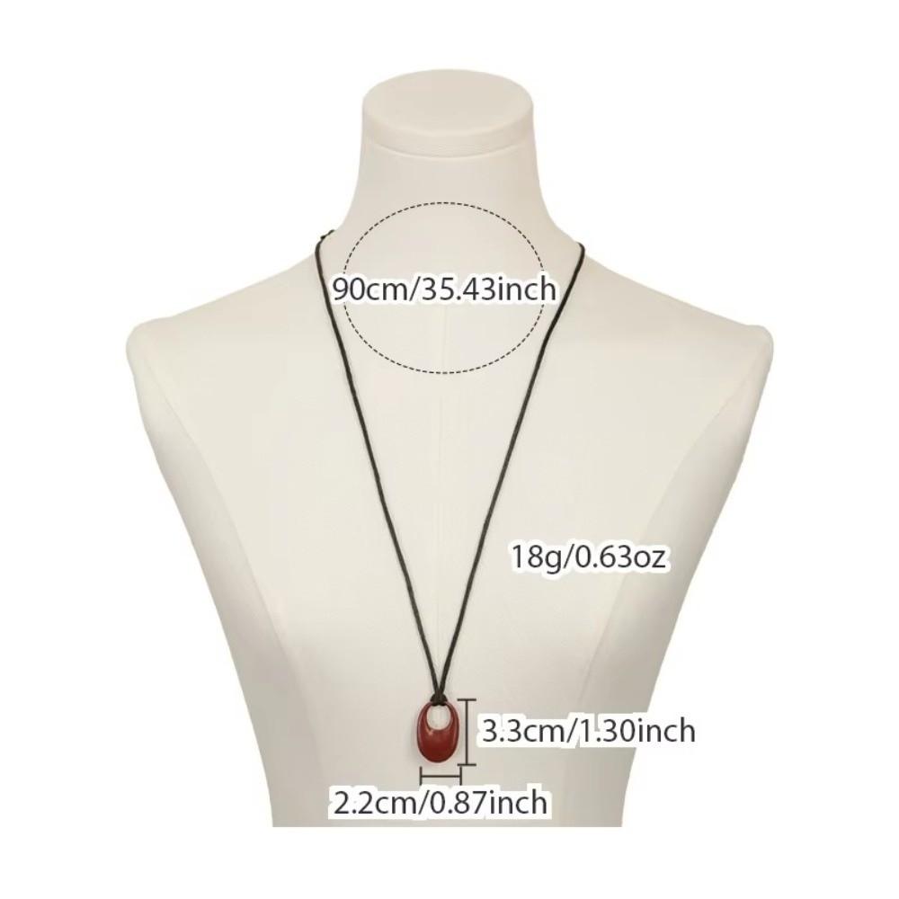 Halskette mit ovalem Anhänger, hohl, PU-Leder, Damenhalskette, elegante Pulloverketten