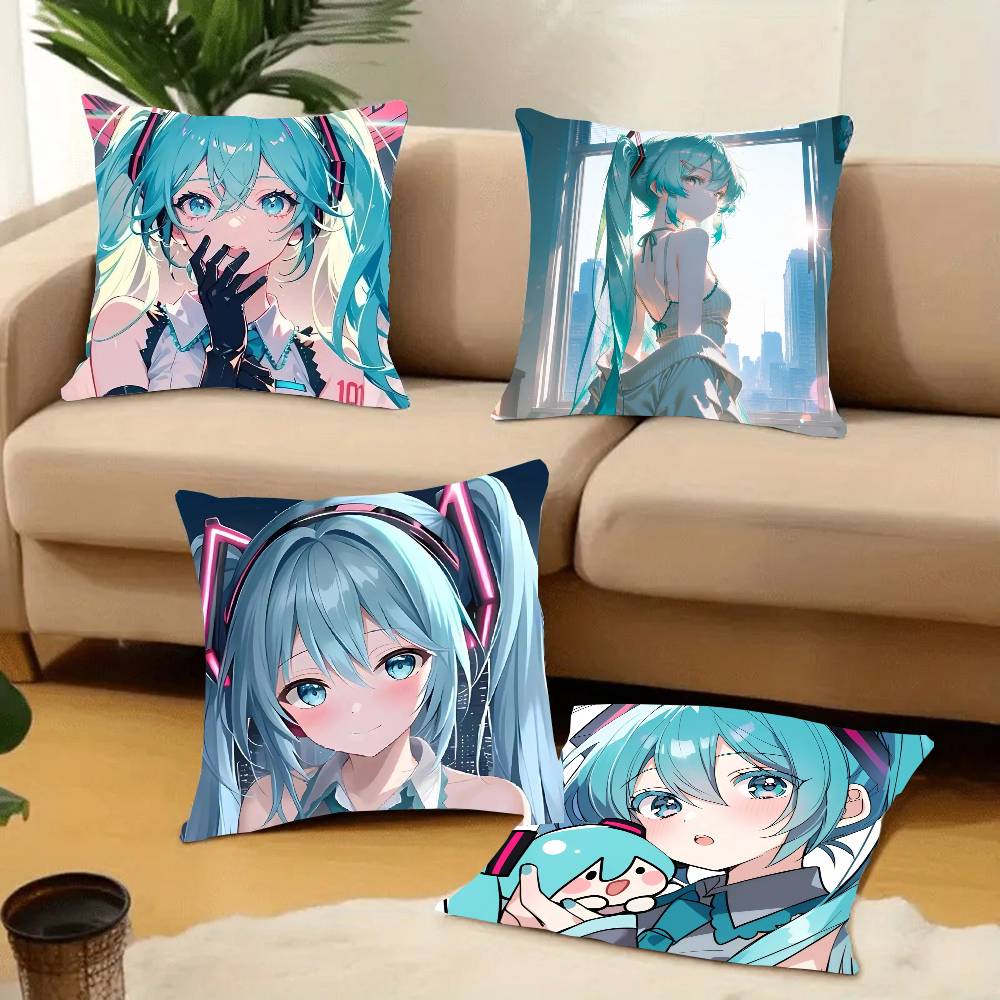1PC HOT Anime H-Hatsune M-MikuS Pillow Case Square  Bedroom Sofa Leisure Comfort Cushion Car Home Decoration