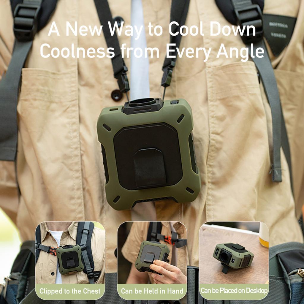 Vysoce rychlostní nositelný stolní ventilátor - Přenosný ventilátor s dobíjecí baterií a funkcí nabíjení telefonu pro venkovní aktivity