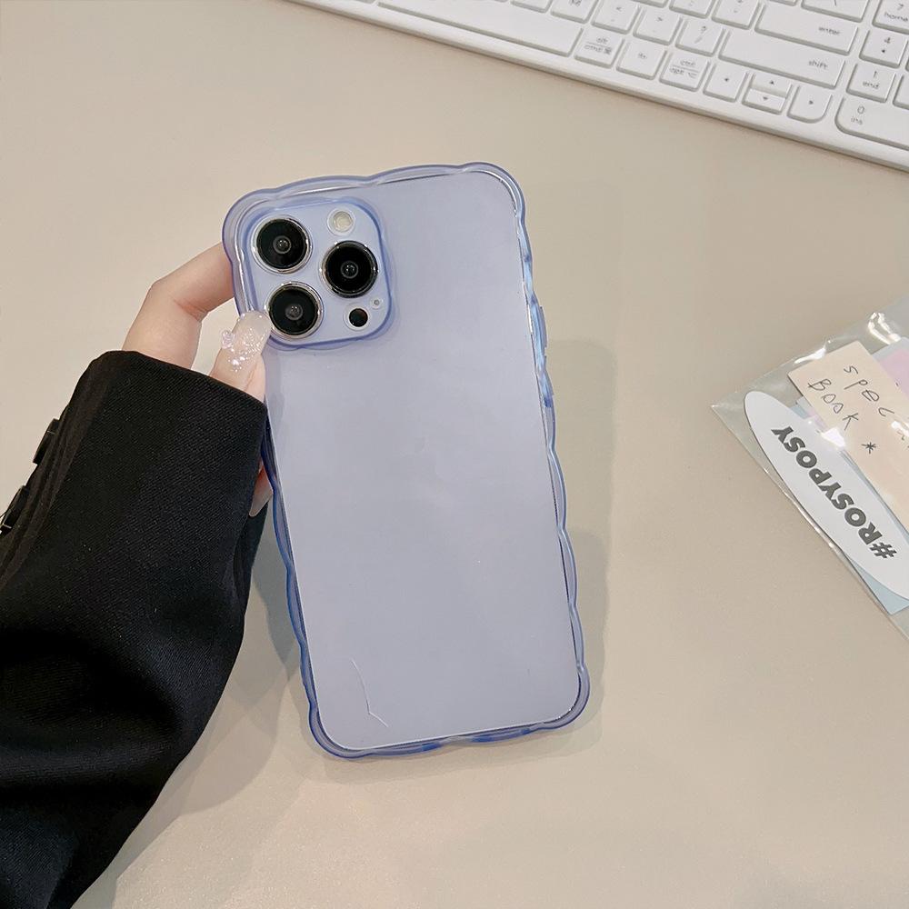 Simple Ins Large Waves Suitable for IPhone14pro Max Apple 15 Mobile Phone Case 11 Color Transparent 13 All Inclusive 16 Soft
