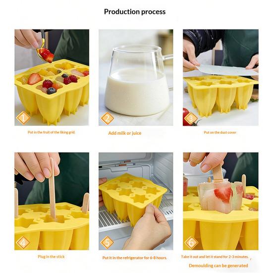 Silicone Popsicle Mold with Lid Handle Easy-Release Ice Pop Maker for DIY Treats BPA-Free Dishwasher Safe Fun Summer Kitchen Tool for Kids Adult