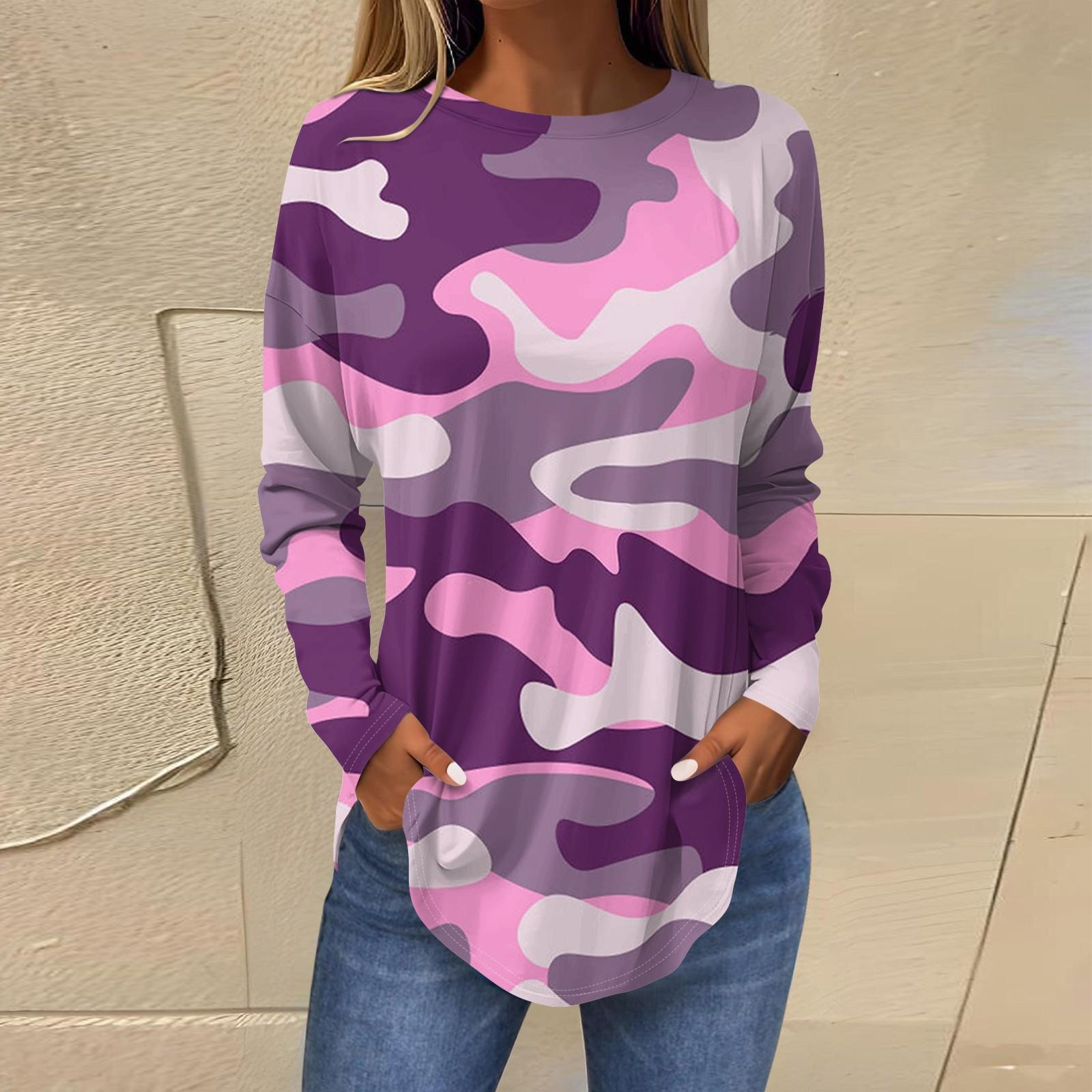 

Футболки для женщин, осенние повседневные рубашки с длинным рукавом, толстовка с ретро-принтом, топ, пуловер St. День Патрика XXL фиолетовый