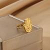 Gold Color Anillos For Women Sun Flower Stainless Steel Open Rings Dailywear Palm Geometric Irregular Jewelry Fashion Punk Gift