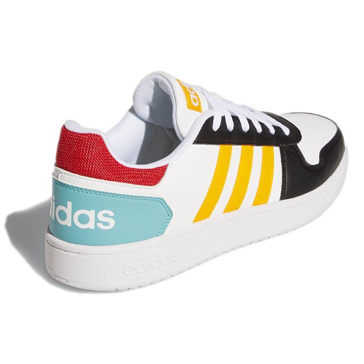 Adidas Neo Hoops 2.0 Round Toe Lace-Up Low Top Basketball Shoes Men Sneakers White Black Yellow GY5899
