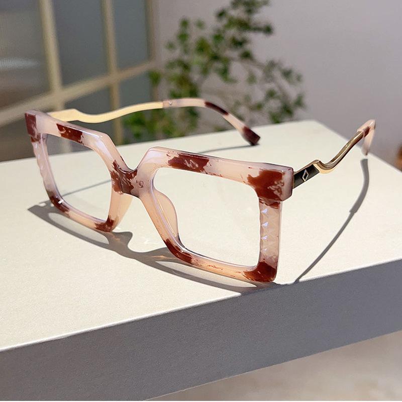 Vintage Big Frame Anti Blue Light Square Glasses Women Luxury Brand Designer Trendy Optical Frames Sexy Lady