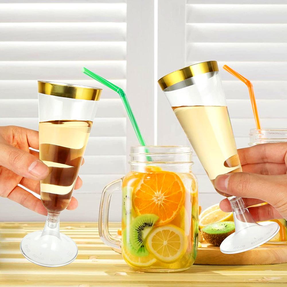 25pcs Plastic Champagne Flutes Champagne Glasses Transparent Wine Glasses 150ml Disposable Wedding Toasting Glasses Cocktail Cup