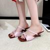 Summer Women's Shaped Slippers with Fashion Square Toe Dress Shoes Bow Pump Buckle Cute Women's Sandals 2025 Designer Flip-flops