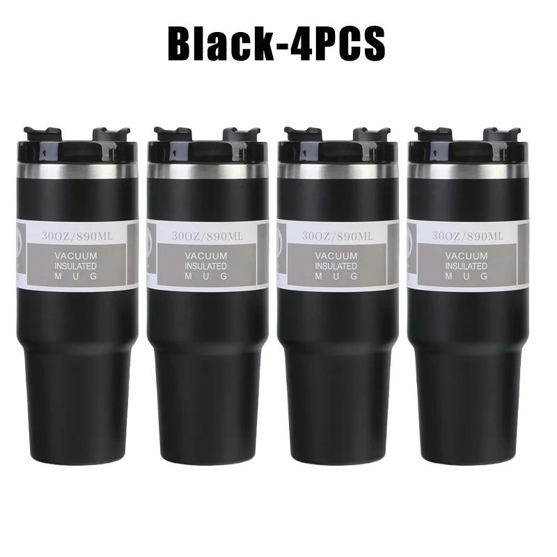 890ml High Quality Double Wall Cups 890ML Stainless Steel Portable Coffee Mug For Car With Lids Tumbler With Handle And Straw