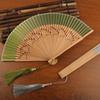 Decoration Bamboo Folding Fan Tassel Handheld Shell Fan Chinese Style Silk Fan  Female Dance