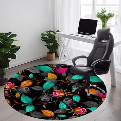 1pc Floral Pattern Carpet, Round Non Slip Durable Large Size Office Carpet, Suitable for Office