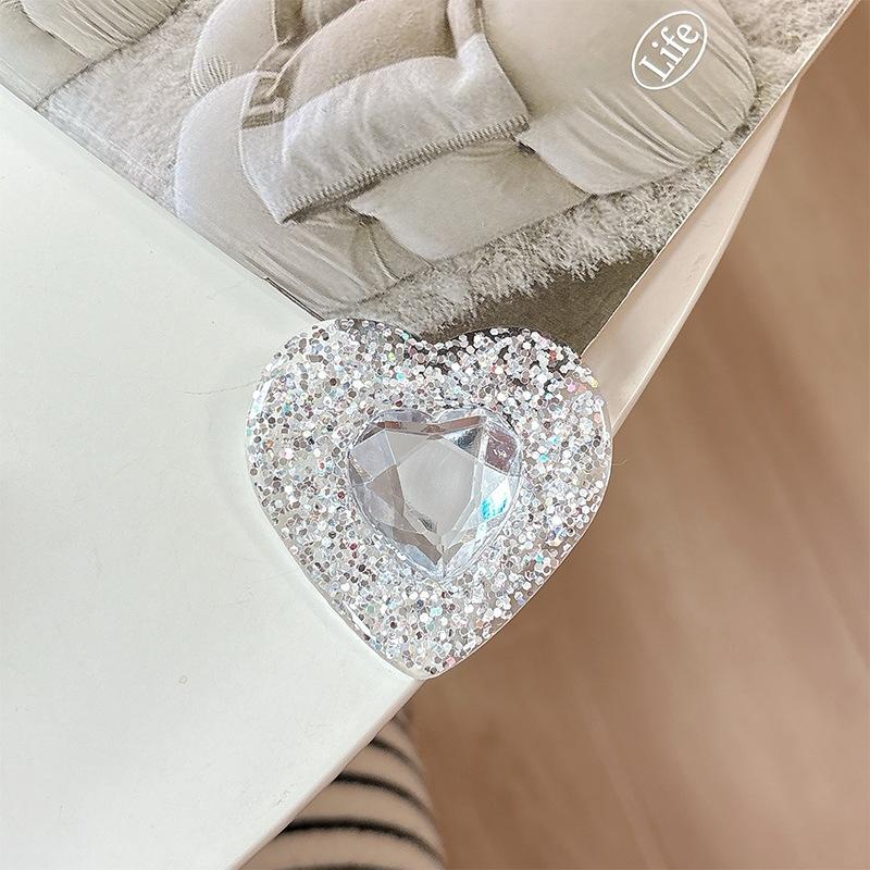

Creative Color Rhinestone Love Flash Powder Wind Mobile Phone Airbag Bracket Portable Magnetic Back Sticker Ring