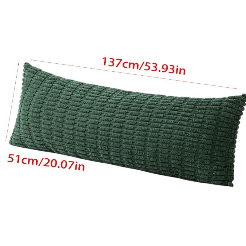 Practical Long Backrest Pillow Cover 53.9 X 20.1 In Ribbed Fabric Reversible Pillowcase for Sofa Bed Rest Area