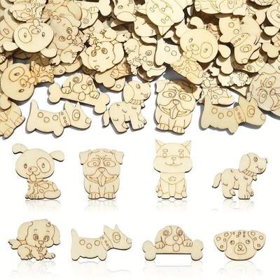 50PCS Natural Wood Chip Mix Animal Wood Slices For Home Decoration Children Drawing DIY Handmade Creative Crafts Wooden Chips