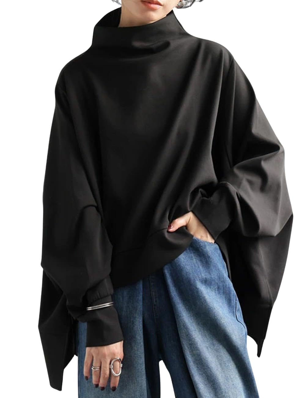 

antiqua Топ женский черный удлиненный размера one size, рукав, PN-00507, 05,