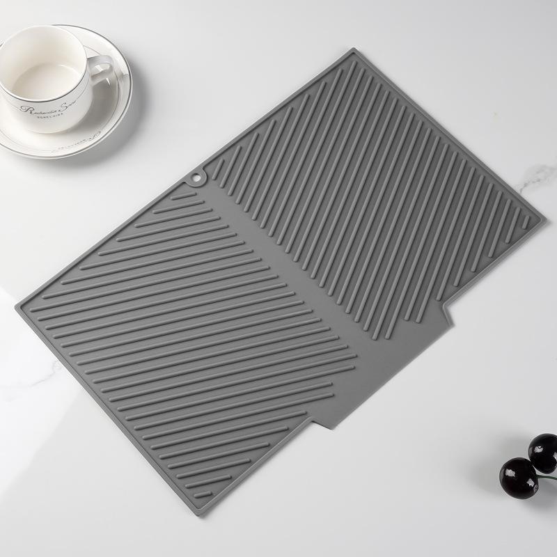 Universal Size Silicone Kitchen Draining Mat Heat Resistant Non-Slip Pad for Dish Drying Counter Dining Table Home