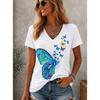 Women Summer T Shirt Butterfly Pattern Print Short Sleeve Tees Casual Printed Tops