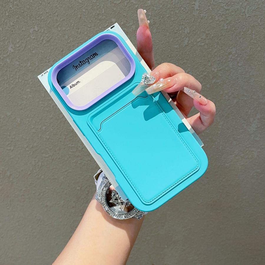 

Двухцветный чехол 3 в 1 из жидкого силикона с держателем для карт для iPhone 17 16 15 14 13 12 11 Мягкий ТПУ Противоударный и Не желтеющий чехол Модная матовая отделка iPhone 17 Pro