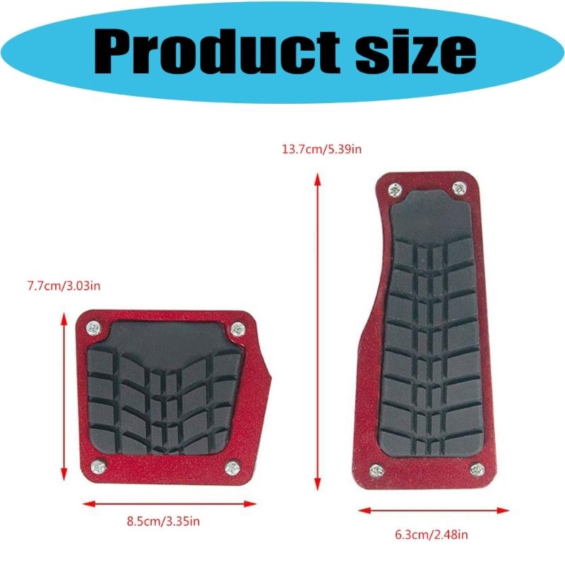Car Pedal Pads Anti Slip Metal Foot Pad Cover Set for Manual Cars, 3 Piece Non Slip Inserts with Screw Fastened Design for Daily Commuting