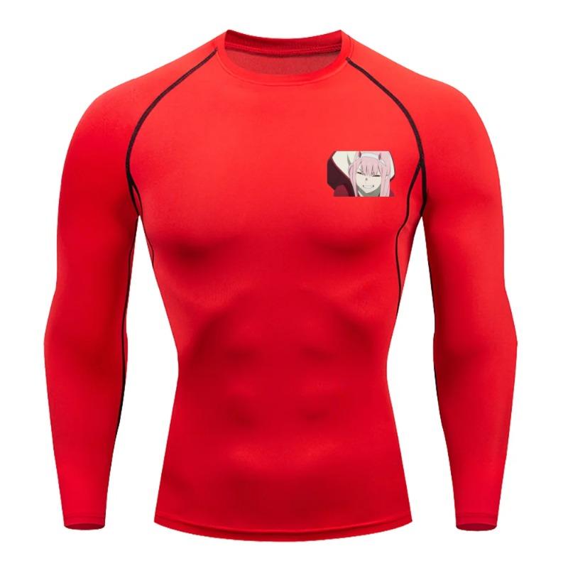 For Men Summer Athletic Compression T-Shirt Breathable Quick-Dry High-Elasticity Short Sleeve Tee with Bold Zero Two Graphic Gym