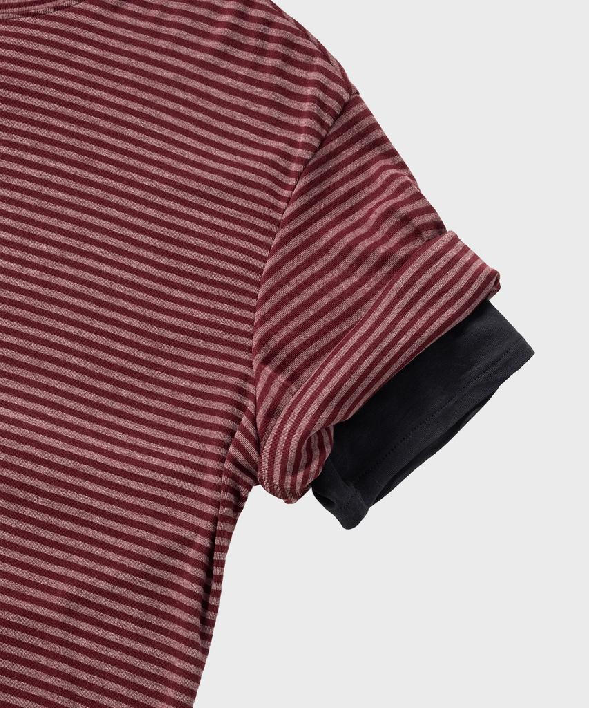NONBLANK Striped Crop Hs T-Shirt_Red