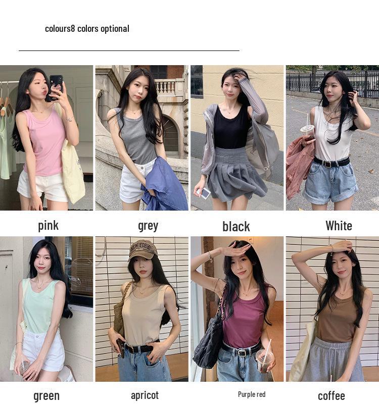Women's Summer Slimming Vest, Large Size, Short Style, Sleeveless, Anti-Exposure, Threaded Design, Model 8008#