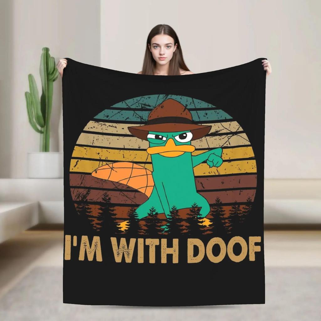 Perry das Schnabeltier Halloween Decke Weiche Winterbettwäsche Überwurf für Studentenzimmer Sofabettbezug Modischer Langlebiger Bettüberwurf
