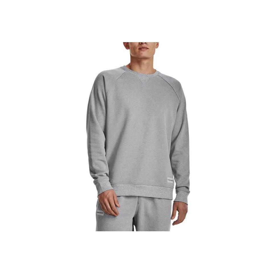 Under Armour Solid Color Cotton Knit Crew Neck Training Sweatshirt Men sweatshirt Gray 1379685-011