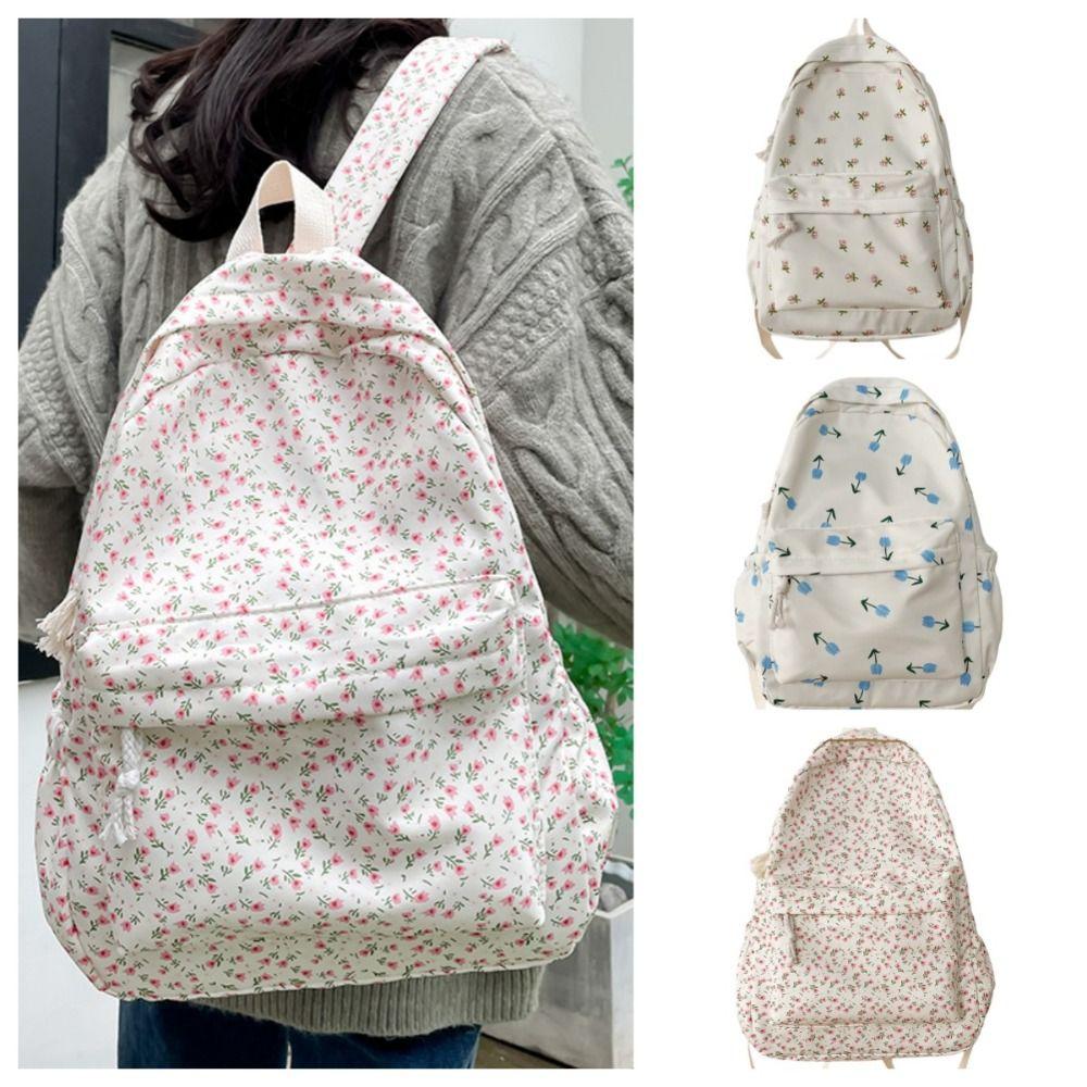 Korean Style Students School Bag Large Capacity Floral Shoulder Bag Cute Floral Backpack  School