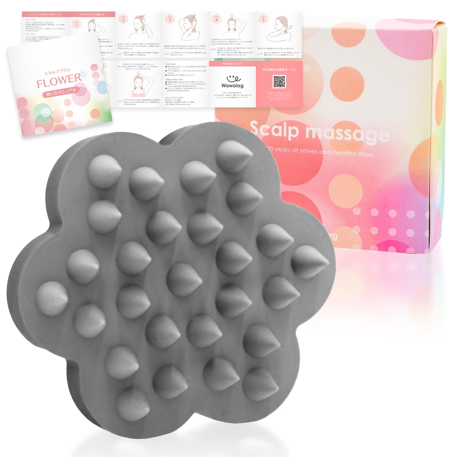 

Wawalag Flower Scalp Massage Shampoo Scalp Brush for Head Massage and Scalp Birthday Gift Brush, Care, (Gray) серый