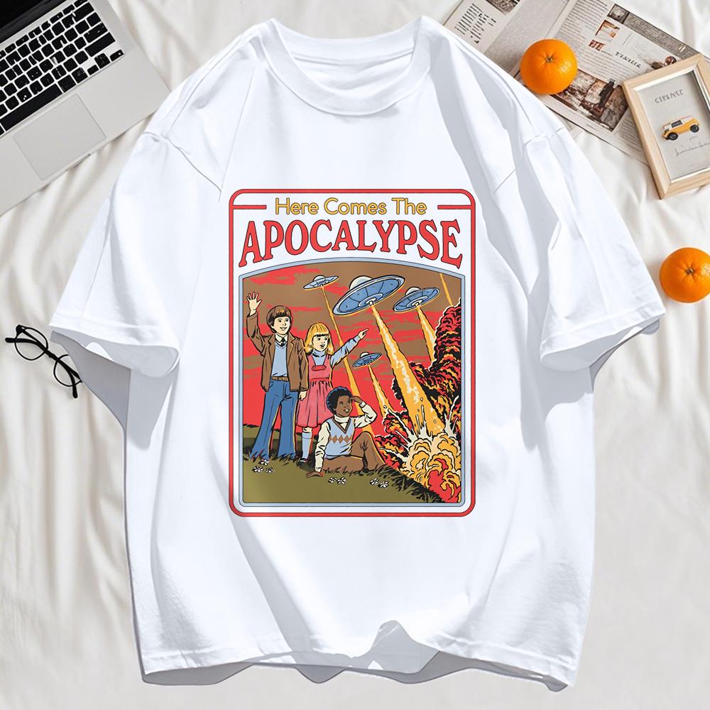 Here Comes The Apocalypse Printing Mens Tee Hip Hop Cotton Trendy ONeck Loose T Shirt Casual Comfortable Man Short Sleeve
