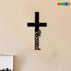 Metal Wall Cross Black Iron Religious Decor with Sacred Engraving for Prayer Room Church Gift for Believers