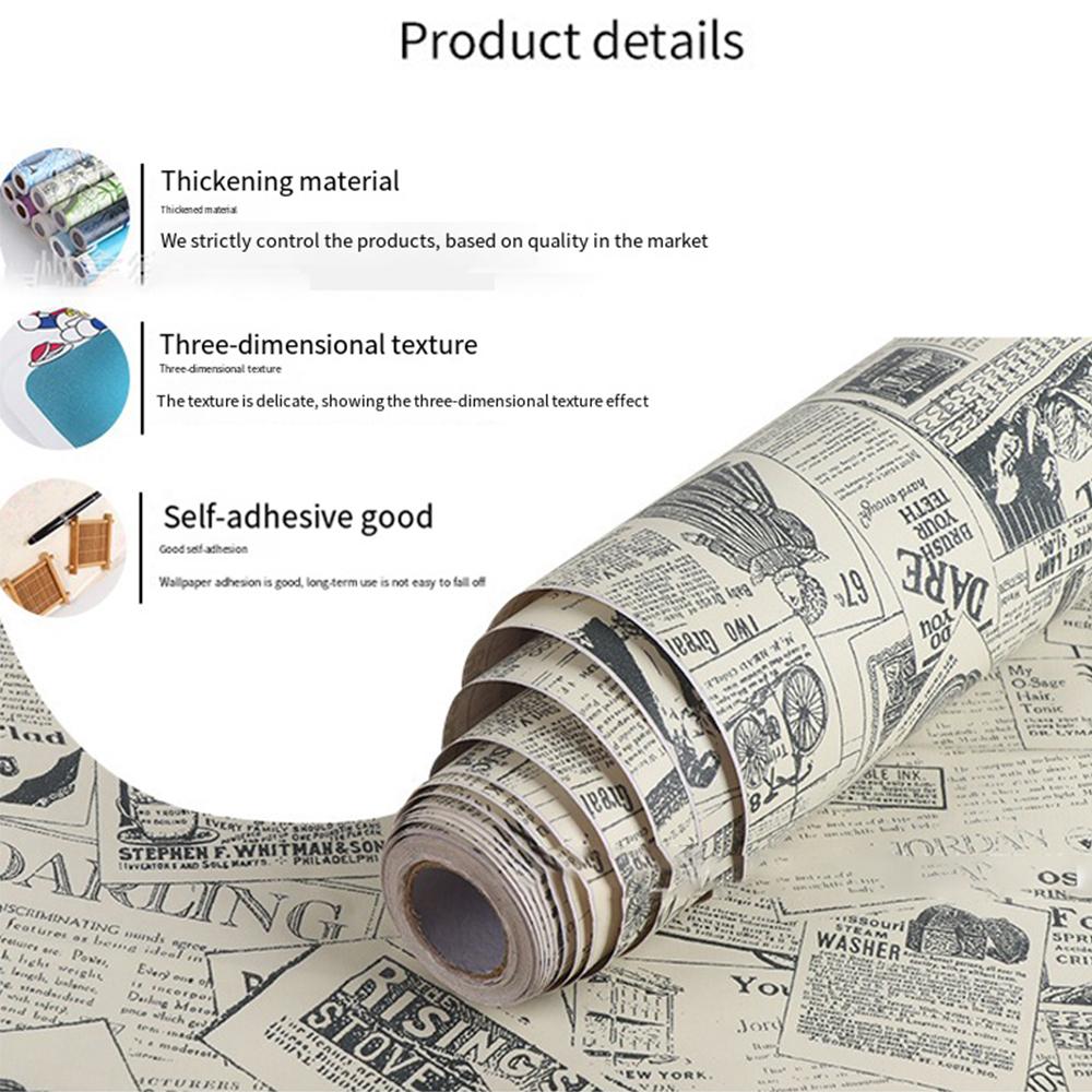 45cm Vintage Self-Adhesive Wallpaper Peel Stick Removable Retro Wall Decor for Bedroom HomeDIY Nostalgic Decoration wall sticker
