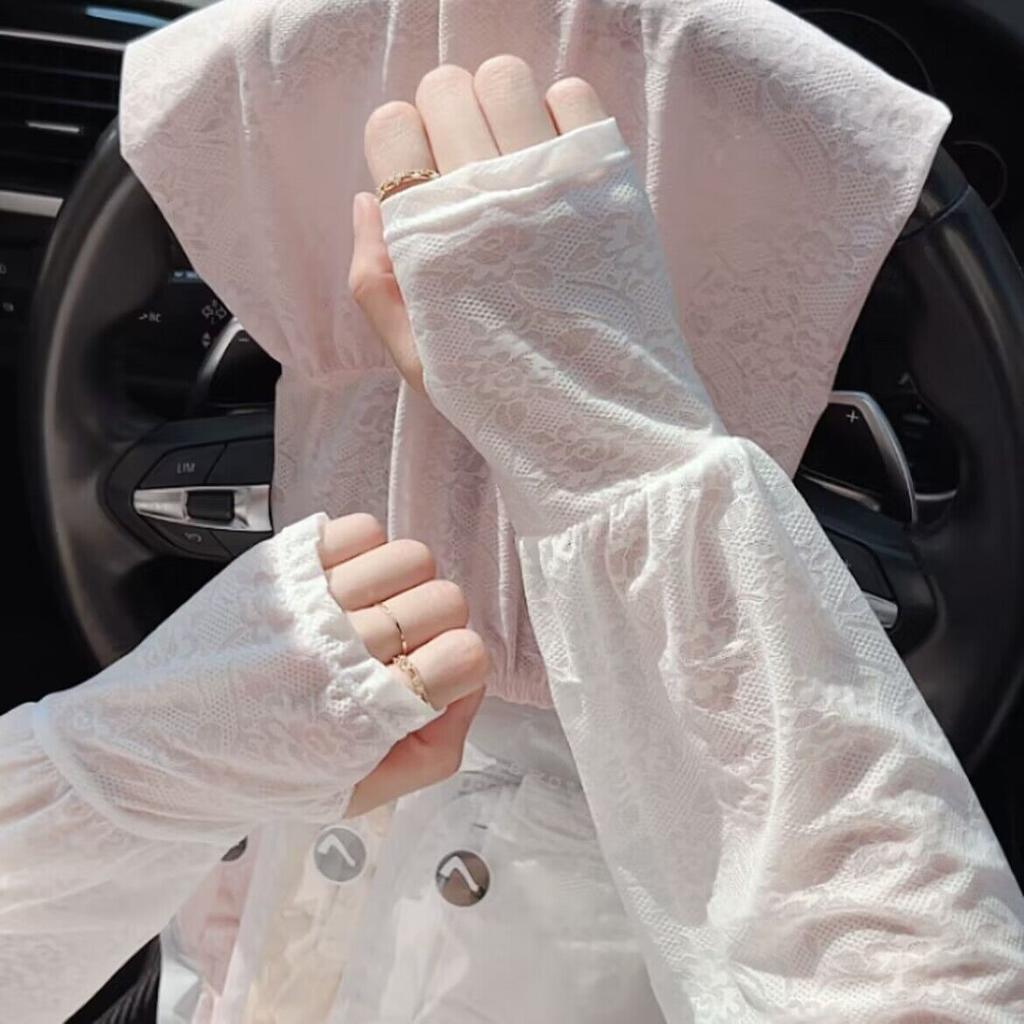 Lace, Sunscreen Ice Sleeves, Women's, Summer, UV Protection, Thin, Outdoor Cycling, Loose Sleeves, Ice Silk Sunscreen Sleeves