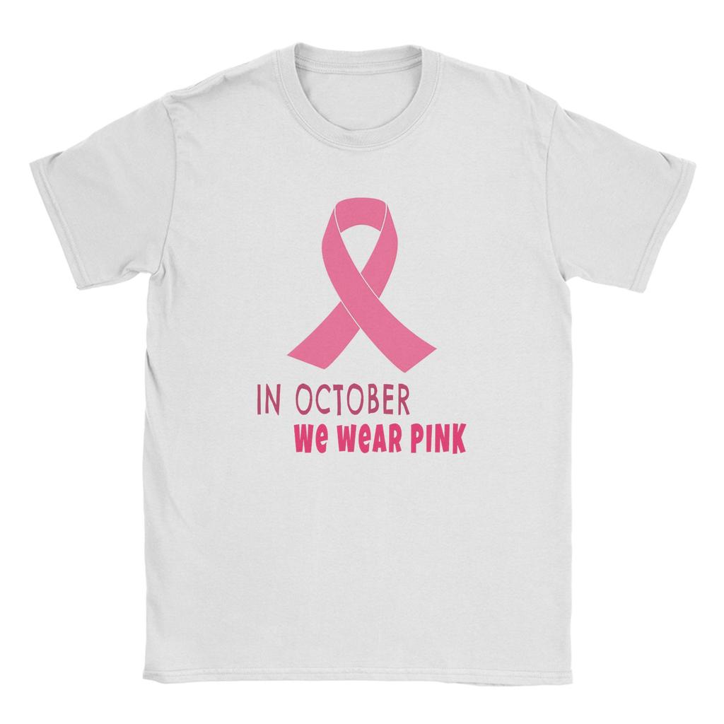 Oversized T-shirt Beach I oktober bär vi rosa Nyhet T-shirts Bomulls-t-shirt för män Fantastiska billiga kortärmade t-shirts