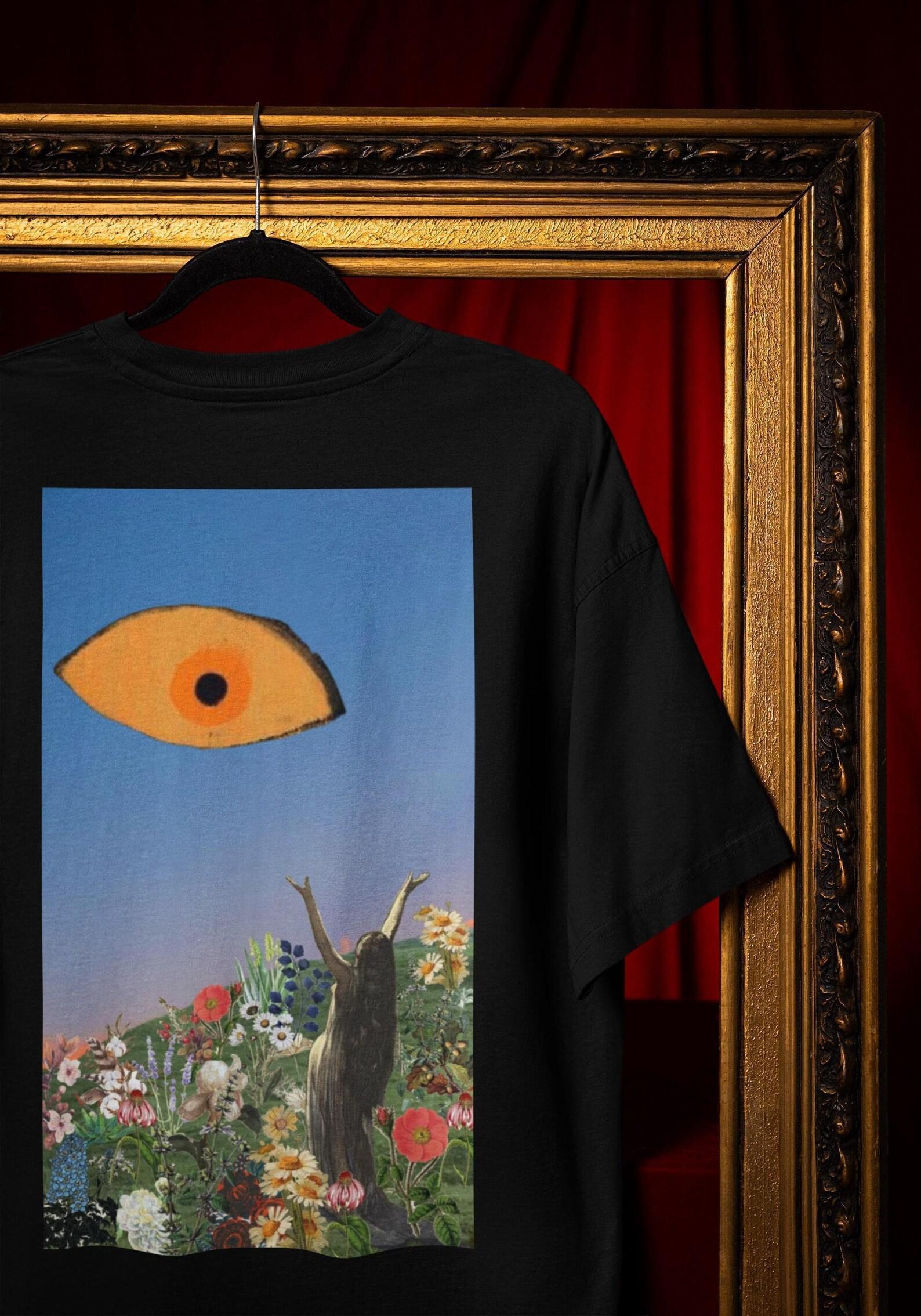Visionary Art Shirt: Surreal Eye and Flower Field - Unisex Fit Comfort Colors® 3XL
