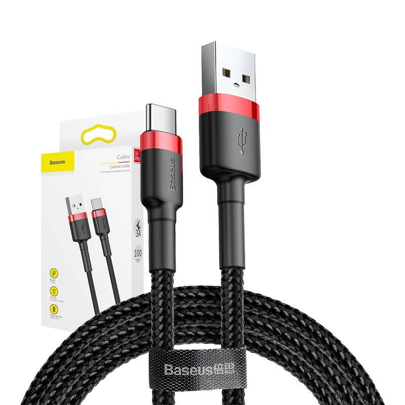 Kabel USB zu USB-C Baseus Cafule 3A 1M (Rot-Schwarz)