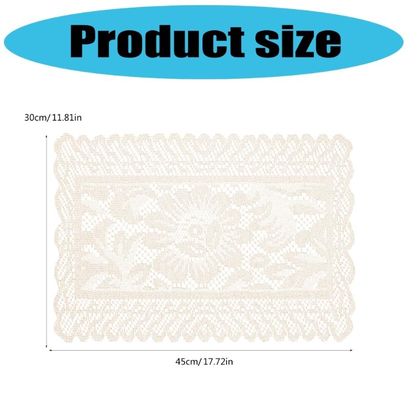 2Pcs Elegant Lace Tablecloths Square Florals Artwork Neutral Tone Sturdy Polyester Home Furnishing Textiles