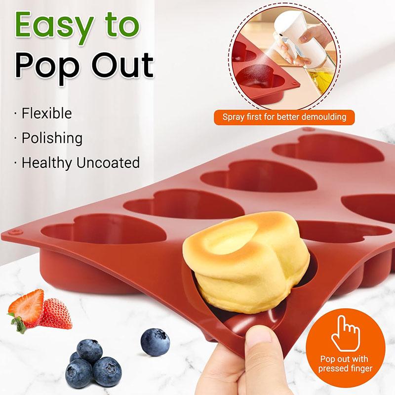 Dimpled Heart Silicone Mold Love Mousse Cake Baking Mould For Chocolate Candy Dessert Cookie Soap Ice Cube Tray Candle Tools