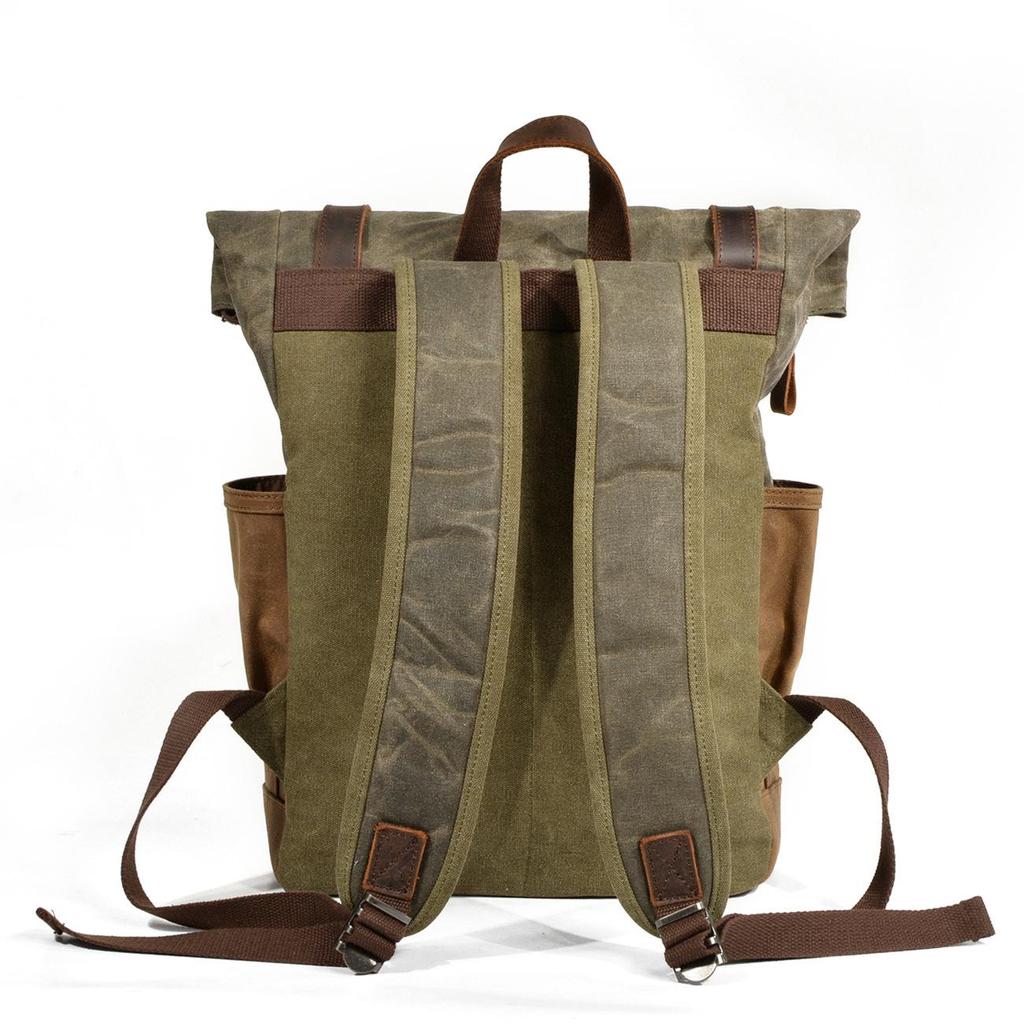 Unisex Retro Backpack: Oil Wax Canvas for Travel, Outdoor Sports, Mountaineering, and Laptop Use