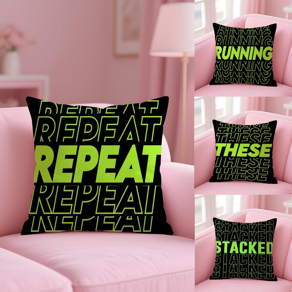 Fun Reduplication Words Cushion Cover Soft Short Plush Double-Sided Printing Home Decor Machine Washable Pillow Case Gift