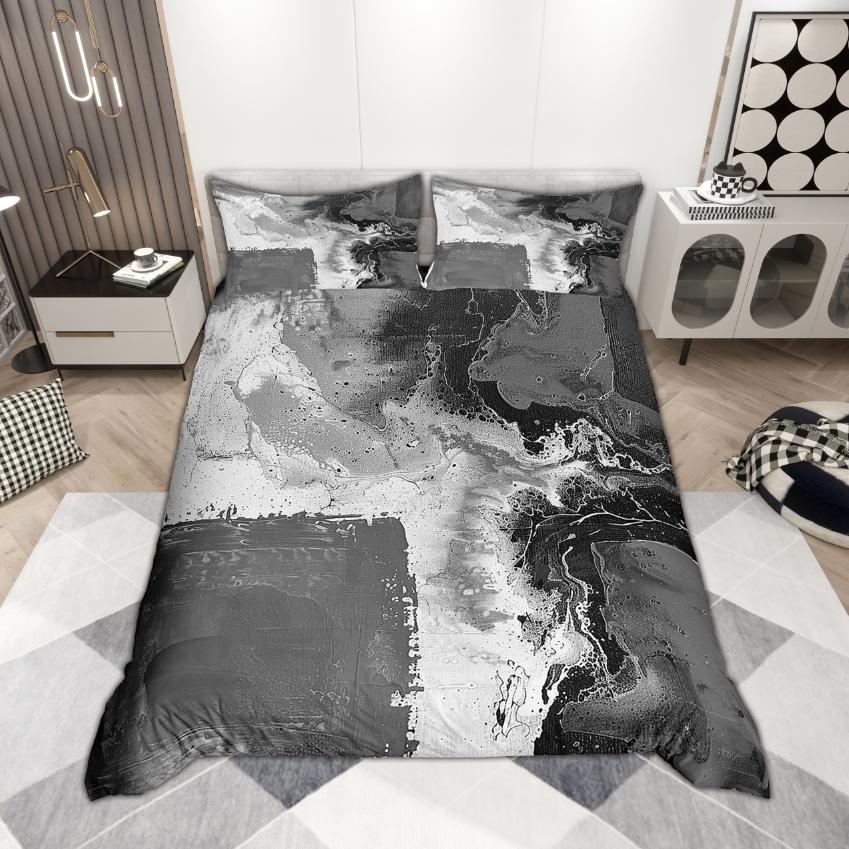 Homewish Modern Abstrakt Påslakanset 2 st/3 st, Akvarell Ombre Sängkläder, Oljemålningsestetik Täcke Set